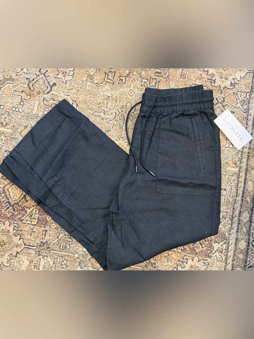 Athleta Women’s Black Drawstring Linen Pants